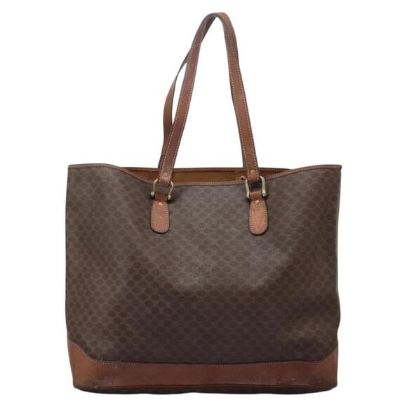 CELINE Macadam Canvas Tote Bag Brown Gold - Picture 3 of 13